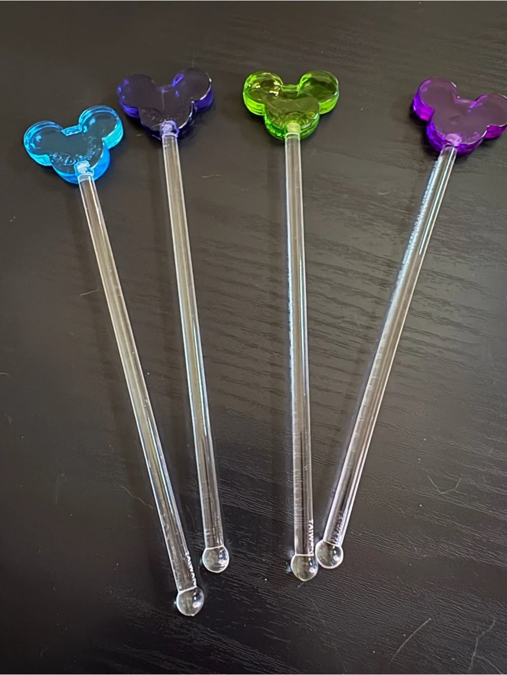Disney Mickey Mouse Head Swizzle Sticks – Set of 4 Beverage Drink Stirrers